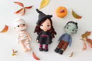Halloween Pack Witch,Mummy and Frankenstein Amigurimi Pattern