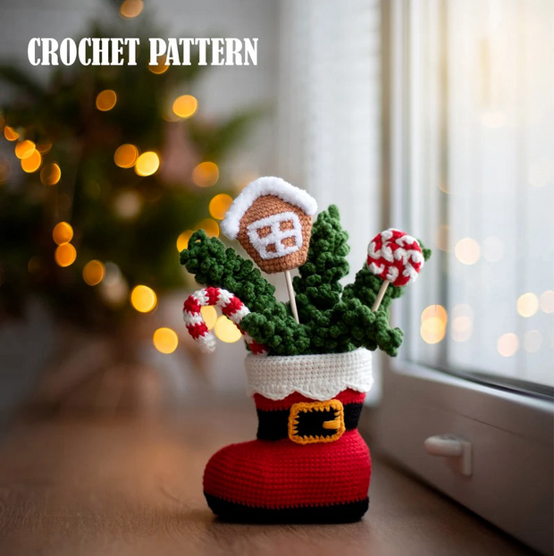 Santa boot and decoration crochet pattern