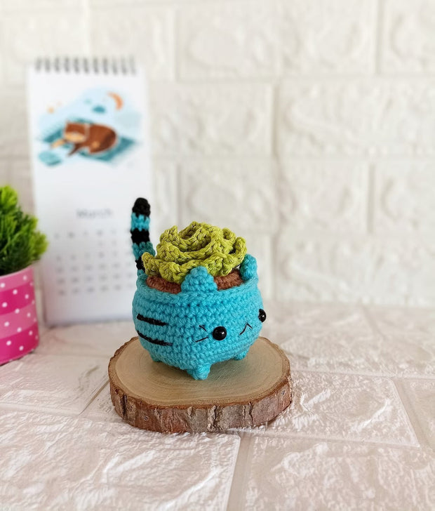 Succulent cat planter amigurumi pattern