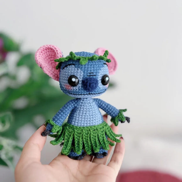 Hawaii girl doll and blue monster crochet pattern