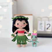 Hawaii girl doll and blue monster crochet pattern