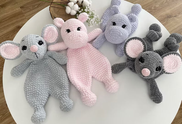 2-in-1  Snuggler Pattern Set – Mouse & Hippo Lovey