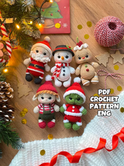 Crochet christmas tree decorations toys set 5 in 1 pattern