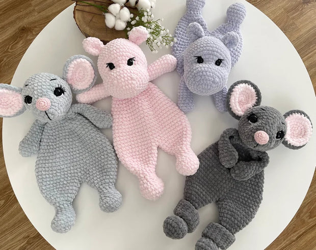 2-in-1  Snuggler Pattern Set – Mouse & Hippo Lovey