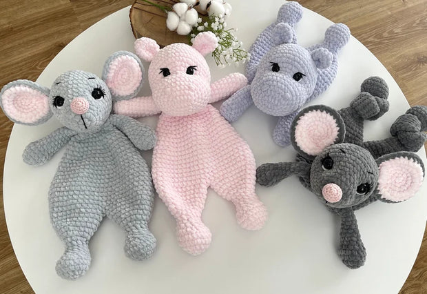2-in-1  Snuggler Pattern Set – Mouse & Hippo Lovey