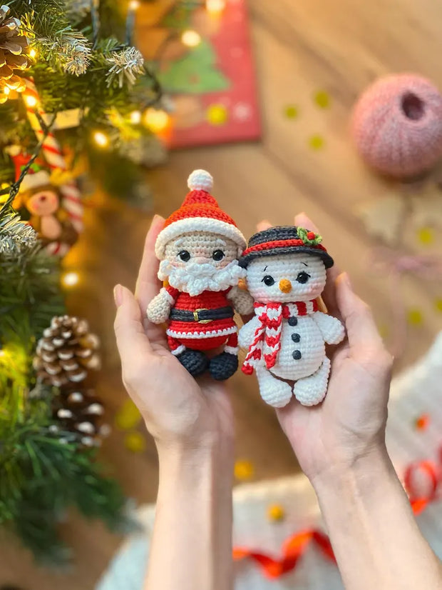 Crochet christmas tree decorations toys set 5 in 1 pattern