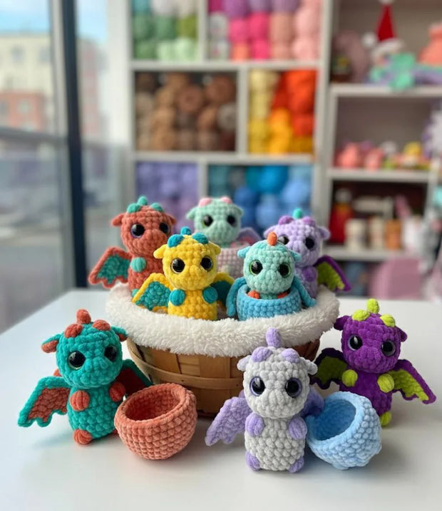 Crochet Hatching Baby Dragons and Eggs Pattern